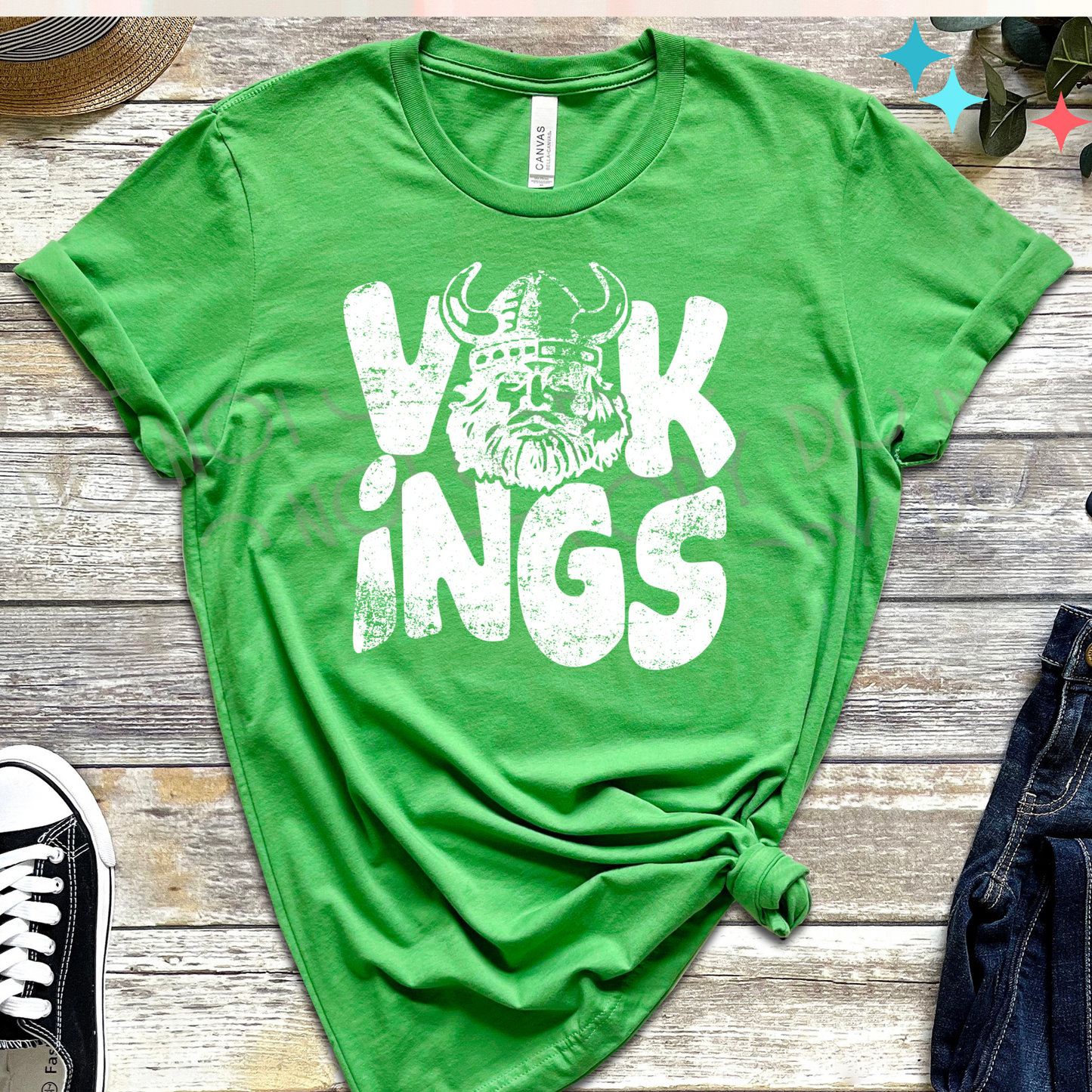 Vikings Mascot Stacked Letters (Grunge)